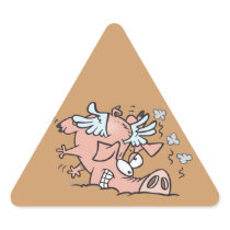 funny crash landing flying pig cartoon sticker