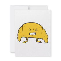 funny croissant cartoon character invitations