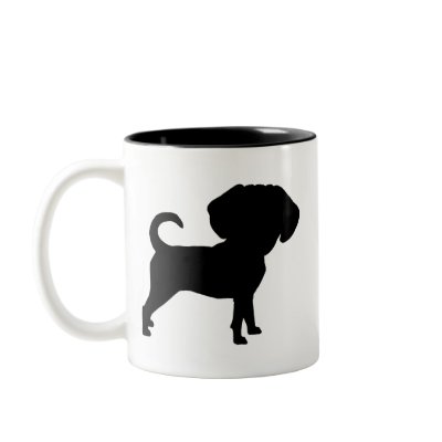 Funny Cute Big Head Puggle Dog Coffee Mugs by dogsandhorses