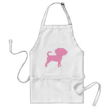 Funny Cute Big Head Puggle Dog (pink) Apron