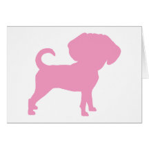 Funny Cute Big Head Puggle Dog (pink) Greeting Card