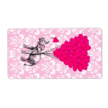Funny cute elephant & pink damask custom shipping labels