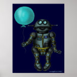 Funny cute robot with balloon art poster design