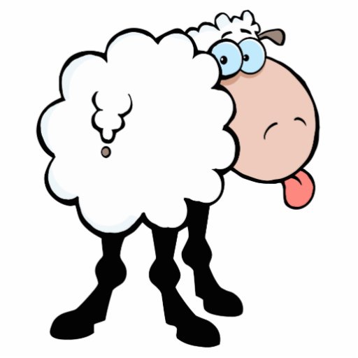 funny cute sheep sticking tongue out from behind photo cutout