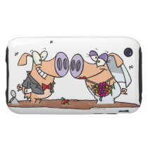 funny cute silly wedding pigs bride groom tough iphone 3 cover