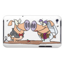 funny cute silly wedding pigs bride groom ipod touch cases