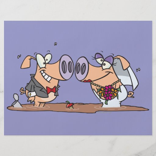 funny cute silly wedding pigs bride groom full color flyer