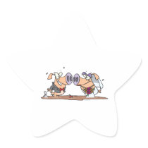 funny cute silly wedding pigs bride groom star sticker