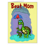 Funny cute turtles Best Mom greeting card design