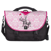 Funny cute vintage  elephant on pink  damask
