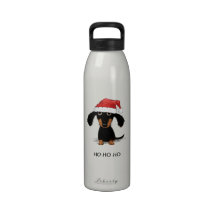Funny Dachshund Santa - Cute Dog Christmas Drinking Bottles