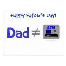 Funny Dad Not Equal ATM Postcard