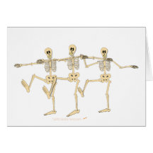 Funny Dancing Skeletons Halloween Cartoon Greeting Card