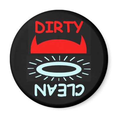 Funny Devil Angel Dirty Clean Round Dishwasher Magnets by Swisstoons