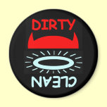 Funny Devil Angel Dirty Clean Round Dishwasher magnets