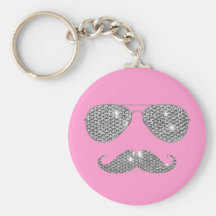 Funny Diamond Moustache With Glasses Key Chain
