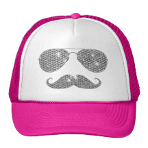Funny Diamond Moustache With Glasses Trucker Hats