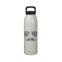 Funny Diamond Moustache With Glasses Reusable Water Bottles