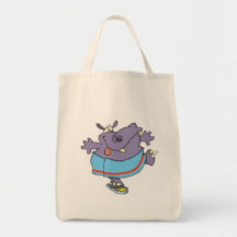 funny dieting hippo on a scale cartoon bags