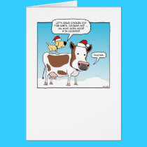 Funny Dog and Cow Christmas Card cards