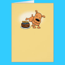 Funny Dog Peeing on Cake Birthday Card cards