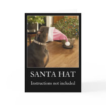 Funny dog Santa hat Christmas greeting card