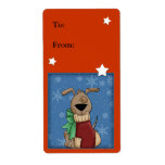 Funny dog with Christmas stocking Custom Shipping Labels