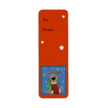 Funny dog with Christmas stocking Return Address Label