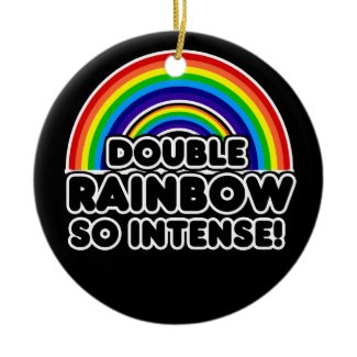 Funny Double Rainbow OMG Christmas Ornaments