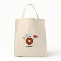funny doughnut doughnut chef cartoon character canvas bag
