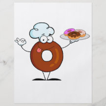 funny doughnut doughnut chef cartoon character full color flyer