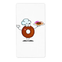 funny doughnut doughnut chef cartoon character shipping labels