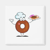 funny doughnut doughnut chef cartoon character magnets