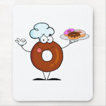 funny doughnut doughnut chef cartoon character mouse pad