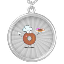 funny doughnut doughnut chef cartoon character custom jewelry