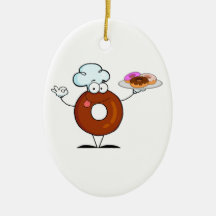 funny doughnut doughnut chef cartoon character christmas ornaments
