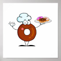 funny doughnut doughnut chef cartoon character print