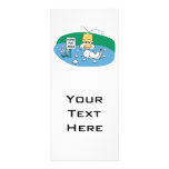 funny duck with hard hat avoiding golf balls full colour rack card