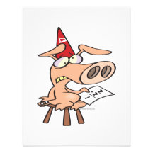 funny dunce dumb pig cartoon personalized invitation
