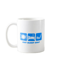 Funny eat sleep golf coffee mugs
