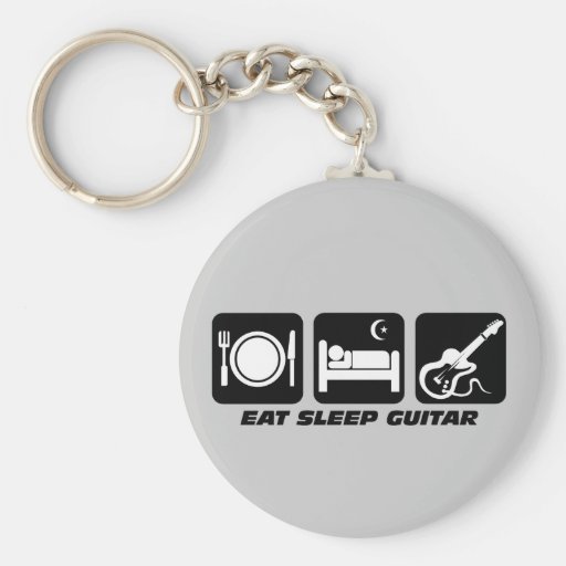 Funny eat sleep guitar key chain