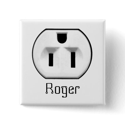 Funny Electrical Outlet Name Badge | Name Tags Pin by TDSwhite