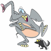 funny elephant afraid of honey badger photo cut outs