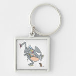 funny elephant afraid of mouse cartoon key chains