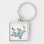 funny elephant slipping on banana peel key chain