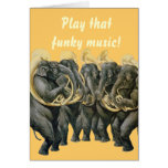 Funny elephants playing music birthday greeting cards