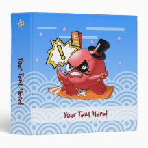 Funny Evil Octopus with Moustache and surfboard Binder