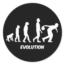 funny evolution bowling round stickers