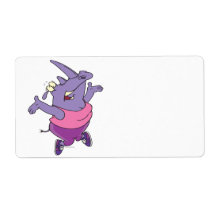 funny exercising rhino work out cartoon personalized shipping label