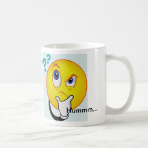Funny Face Question Mark Mug reads Hummm...